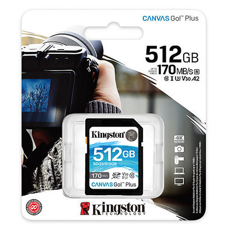 金士頓 Kingston Canvas GO Plus SDXC UHS-I (U3)(V30) 512GB 記憶卡 (SDG3/512GB))