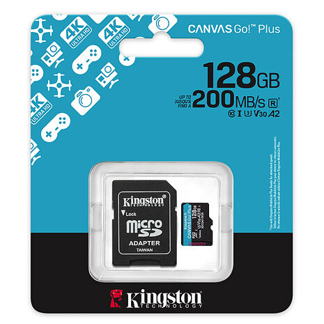 Kingston 金士頓Canvas Go Plus 200MB/s 128GB MicroSD 記憶卡 (SDCG4/128GB)
