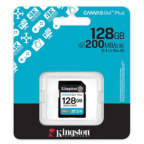 Kingston 金士頓Canvas Go Plus 200MB/s 128GB SD 記憶卡 (SDG4/128GB)