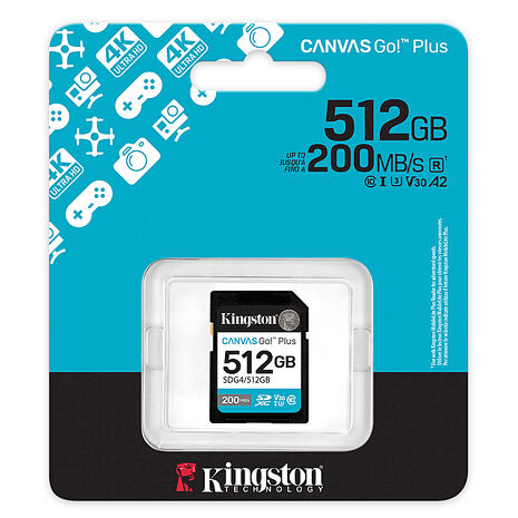 Kingston 金士頓Canvas Go Plus 200MB/s 512GB SD 記憶卡 (SDG4/512GB)