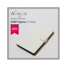 【東京御用Ninja】SONY Xperia T2 Ultra荔枝紋側掀式可插卡立架型保護皮套(白色)