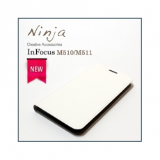 【東京御用Ninja】新款InFocus M510/M511通用型經典瘋馬紋保護皮套(白色)