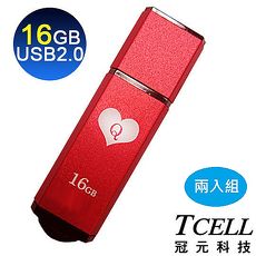 TCELL 冠元-USB2.0 16GB 撲克碟(紅心Q)兩入組