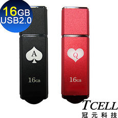 TCELL 冠元-USB2.0 16GB 撲克碟(黑桃A)+(紅心Q)