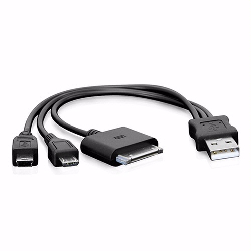 Apple 30Pin/Micro USB/Mini USB 一分三USB充電專用線-黑色