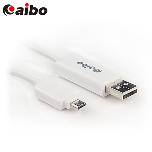 aibo USB 2.0 對 Micro USB LED閃爍發光傳輸充電線-白色