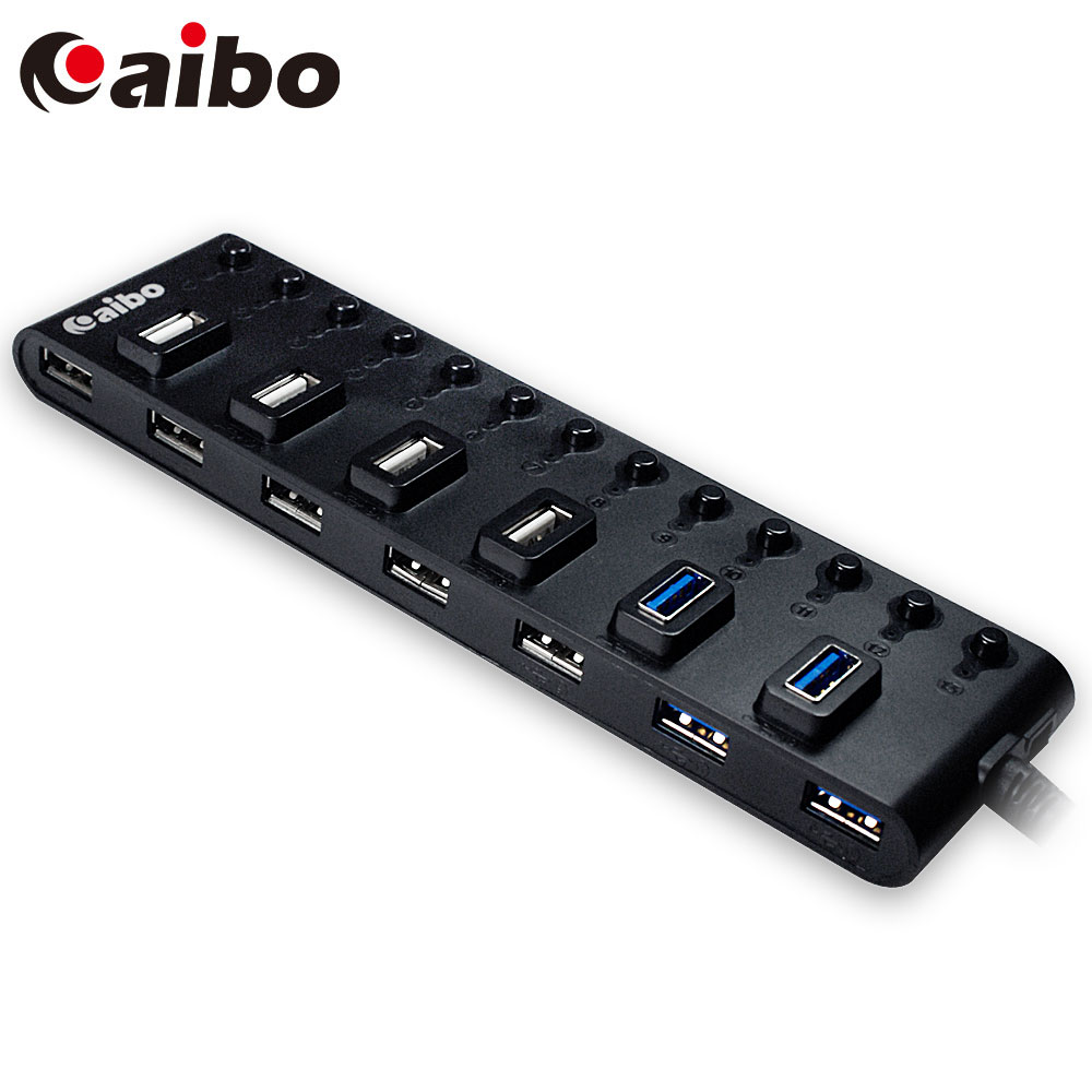 aibo H33A USB3.0 獨立開關 13PORT HUB 集線器 (附AC轉USB充電器)