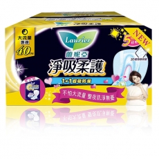 蕾妮亞 淨吸柔護 大流量護邊 夜用衛生棉 40cm (8片x2包)/組(9419)