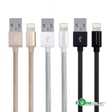 FONESTUFF【Apple原廠認證】FSL001 8pin Lightning編織鋁合金一米傳輸線黑色
