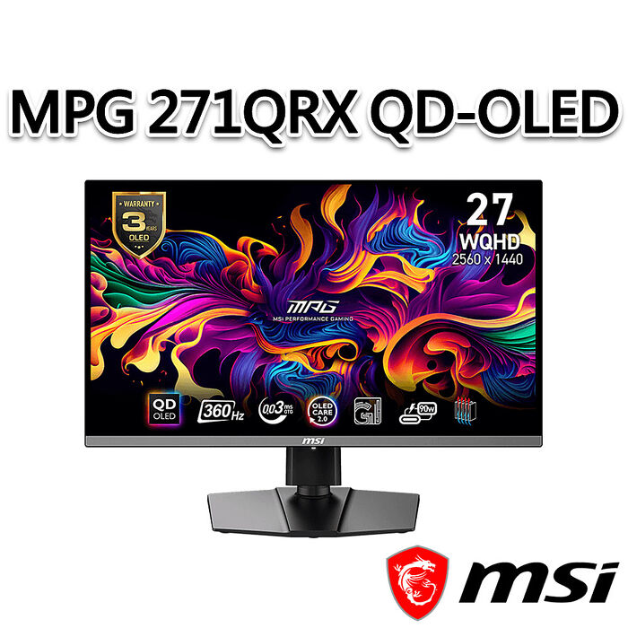 msi微星 MPG 271QRX QD-OLED 26.5吋 電競螢幕