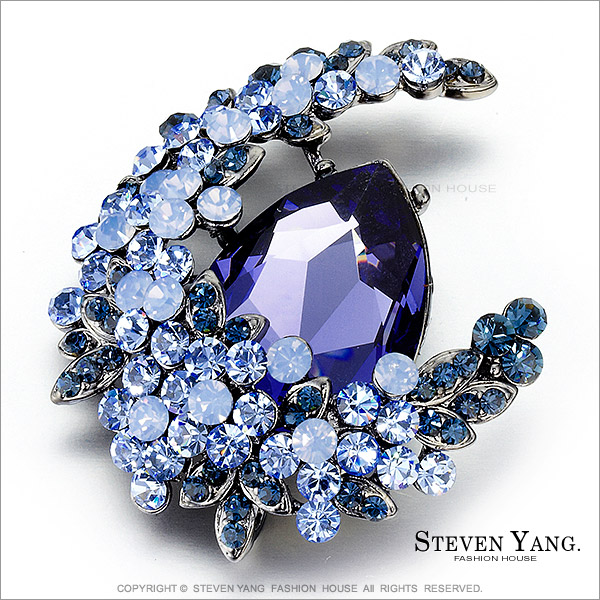 STEVEN YANG【KCD0016】正白K飾「迷幻月光」別針 採用施華洛世奇水晶 紫色款*單個價格*
