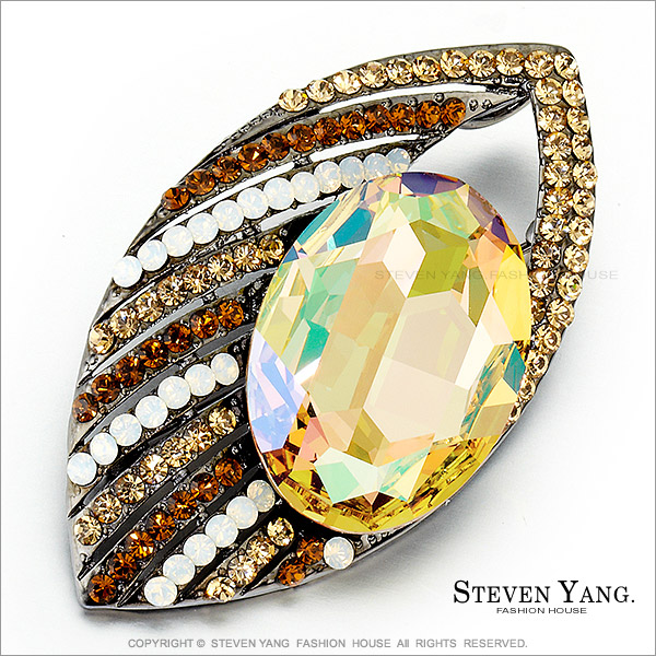 STEVEN YANG【KCD0017】正白K飾「高雅貝殼」別針 採用施華洛世奇水晶 茶色款*單個價格*