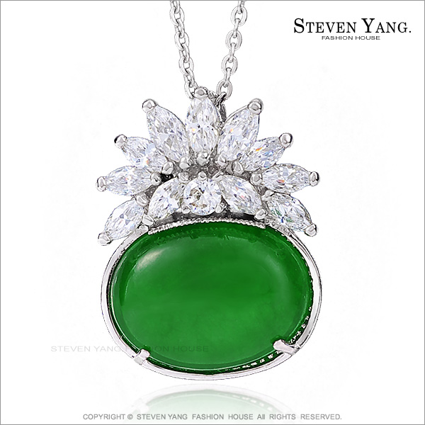 STEVEN YANG【KC1741】正白K飾「高貴皇后」翡翠玉項鍊 名媛淑女款 *單個價格* 母親節推薦