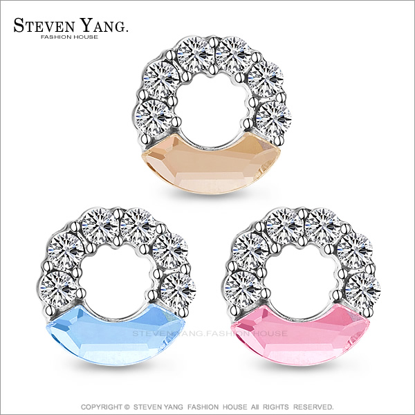 STEVEN YANG【KG595】正白K飾「耀眼甜心」耳針式耳環 採施華洛世奇水晶*一對價格*(白色)