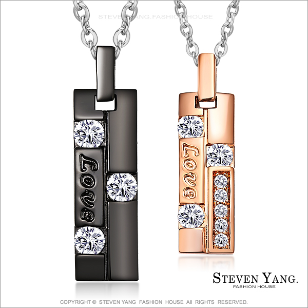 STEVEN YANG【KC1729】正白K飾「完美吸引力」情人對鍊項鍊 附鋼鍊*單個價格*(黑色)