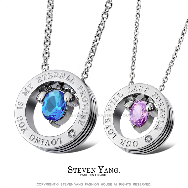 STEVEN YANG【KC1615】珠寶白鋼「為愛而生」情人鋼項鍊對鍊 *單個價格*送刻字 情人好禮(粉鋯)