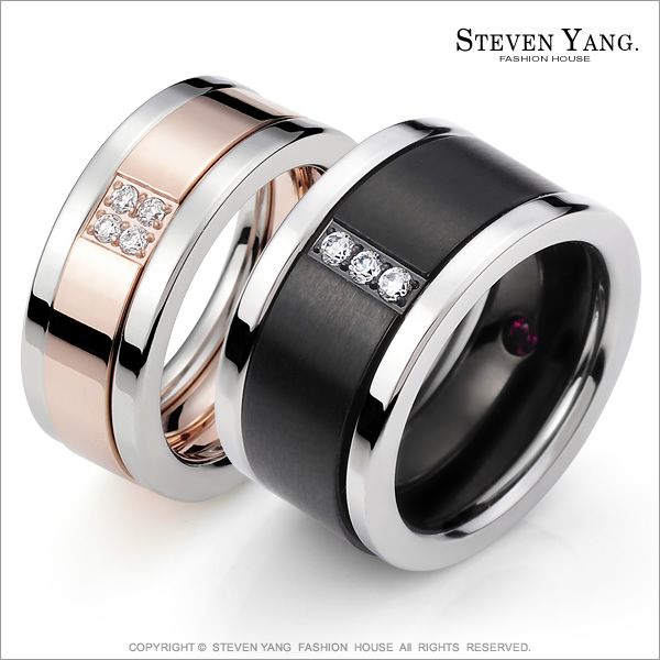 STEVEN YANG【KA610B】混搭三環 珠寶白鋼「生世相愛」情人對戒指 專櫃品質 *單個價格* 情人節好禮A玫銀#7