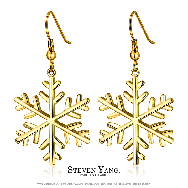 STEVEN YANG【KG3028】正白K飾「雪花飄」耳勾式耳環 *一對價格* 玩美聖誕