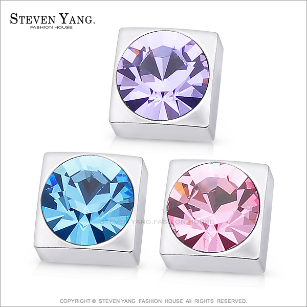 STEVEN YANG【AG3033】西德鋼飾「多采多姿」鋼耳針式耳環 玩色繽紛系列 *一對價格* 情人聖誕好禮5mm藍色