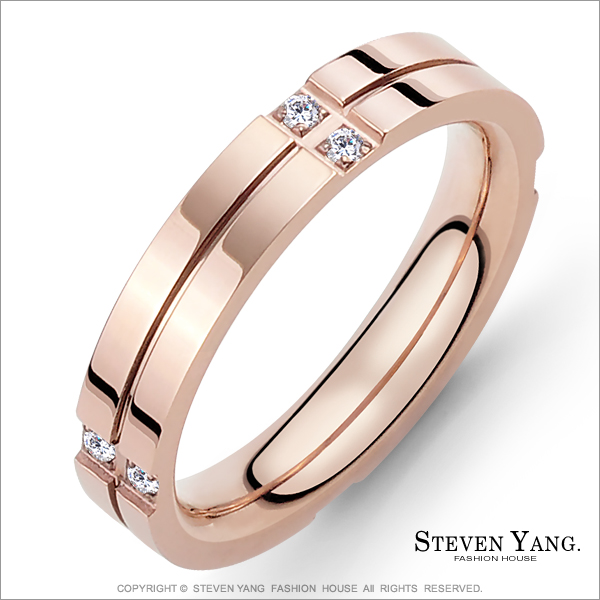 STEVEN YANG【KA3075】珠寶白鋼「守護愛」細版玫金戒指尾戒 獨家設計*單個價格*細版玫金#3