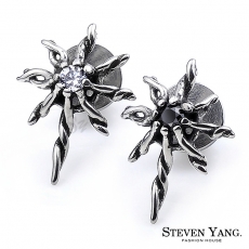 STEVEN YANG【KG4052】西德鋼飾 「太陽」栓扣式鋼耳環 兩面皆可戴 *單邊單個價格*多款任選黑色