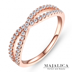 Majalica【KPR4016】925純銀飾「浪漫奇緣」純銀戒指尾戒 混搭 不易掉鑽 玫金*單個價格*附保證卡玫金#4