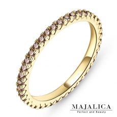 Majalica【KPR4003】925純銀飾「耀眼」純銀戒指 線戒 混搭戒 不易掉鑽 D橘鋯*單個價格* 附保證卡C深咖#4