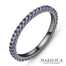 Majalica【KPR4004】925純銀飾「獨特」純銀戒指 線戒 混搭戒 不易掉鑽 F紫鋯*單個價格* 附保證卡