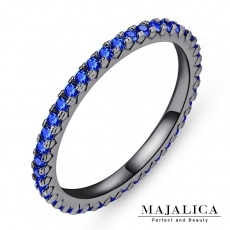 Majalica【KPR4004】925純銀飾「獨特」純銀戒指 線戒 混搭戒 不易掉鑽 I深藍*單個價格* 附保證卡