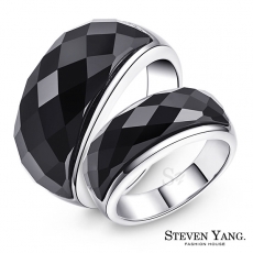 STEVEN YANG【KA4041】珠寶白鋼「神秘魅力」情侶對戒鋼戒指 黑瑪瑙*單個價格*細版美圍#7