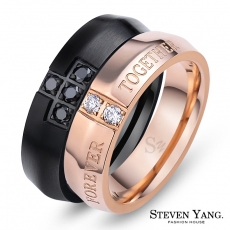 STEVEN YANG【KA4098】珠寶白鋼「十字誓約」情侶對戒鋼戒指 專櫃品質 *單個價格* 情人好禮寬版黑色#10
