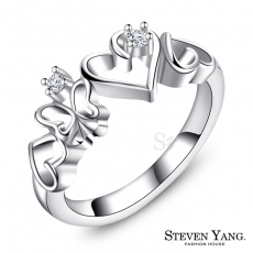 STEVEN YANG【KA4067】珠寶白鋼「花中精靈」鋼戒指/尾戒 愛心 甜美名媛*單個價格*小資推薦美圍#4