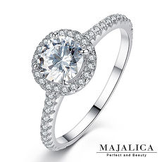 【Majalica】純銀戒指 925純銀 王者之星 擬真鑽 純銀戒指 0.8克拉 銀色 PR6034(銀色)