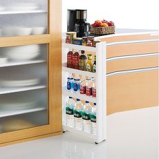 日本製造FUDOGIKEN寬12.5深45公分4層隙縫架(附滑輪)
