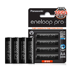 黑鑽款~Panasonic eneloop PRO 2550mAh 低自放3號充電電池BK-3HCCE(4顆入)★贈電池盒