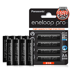 黑鑽款~Panasonic eneloop PRO 950mAh 低自放4號充電電池BK-4HCCE(8顆入)★贈電池盒