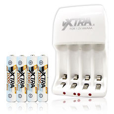 VXTRA 新經濟型2A大電流急速智能充電器+4號高容量1000mAh低自放電池(8顆入)