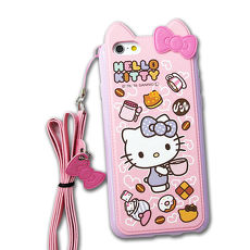 三麗鷗SANRIO正版授權 Hello Kitty iPhone 6/6s 4.7吋 立體皮革軟式手機殼(下午茶)