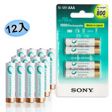 日本製 SONY Cycle Energy 新型 800mAh 低自放4號充電電池NH-AAA-B4KN(12顆入)