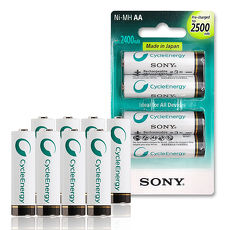 【日本製,加贈電池收納盒】SONY 低自放3號新型2500mAh充電電池(8顆入)