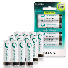 【日本製,加贈電池收納盒】SONY 低自放3號新型2500mAh充電電池(12顆入)