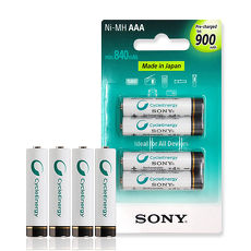 【日本製,加贈電池收納盒】SONY 低自放4號新型900mAh充電電池(4顆入)