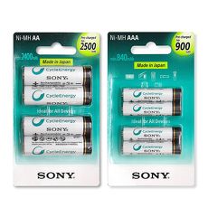 【日本製,加贈電池收納盒】SONY新型低自放三號2500mAh電池4顆+四號900mAh電池4顆