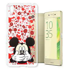 迪士尼授權正版 SONY Xperia X / PS10 大頭背景透明軟式手機殼(摀嘴米奇)