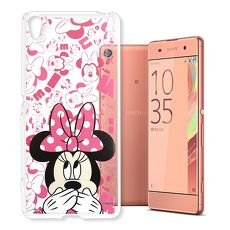 迪士尼授權正版 SONY Xperia XA / SM10 大頭背景透明軟式手機殼(摀嘴米妮)