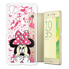 迪士尼授權正版 SONY Xperia X / PS10 大頭背景系列透明軟式手機殼(摀嘴米妮)