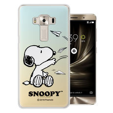 史努比/SNOOPY 正版授權 ASUS ZenFone 3 Deluxe 5.5吋 ZS550KL 漸層彩繪軟式手機殼(紙飛機)