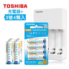 東芝TOSHIBA 智慧型低自放充電組(充電器TNHC-34HBC+日本製充電電池三號4顆)TNH-3ME