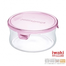 【iwaki】玻璃微波罐 380ml(圓型粉)