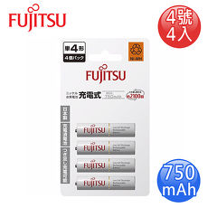 FUJITSU富士通 低自放750mAh充電電池(4號4入)